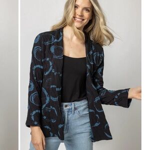 NWT Komil Circle Texture Weave Cardigan Jacket Open Front Geometric Sz Large